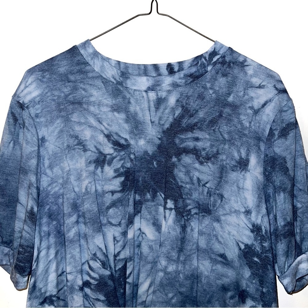 Como Vintage Blue Tie Dye Front Twist Knot T-shirt Top Large - Picture 5 of 9
